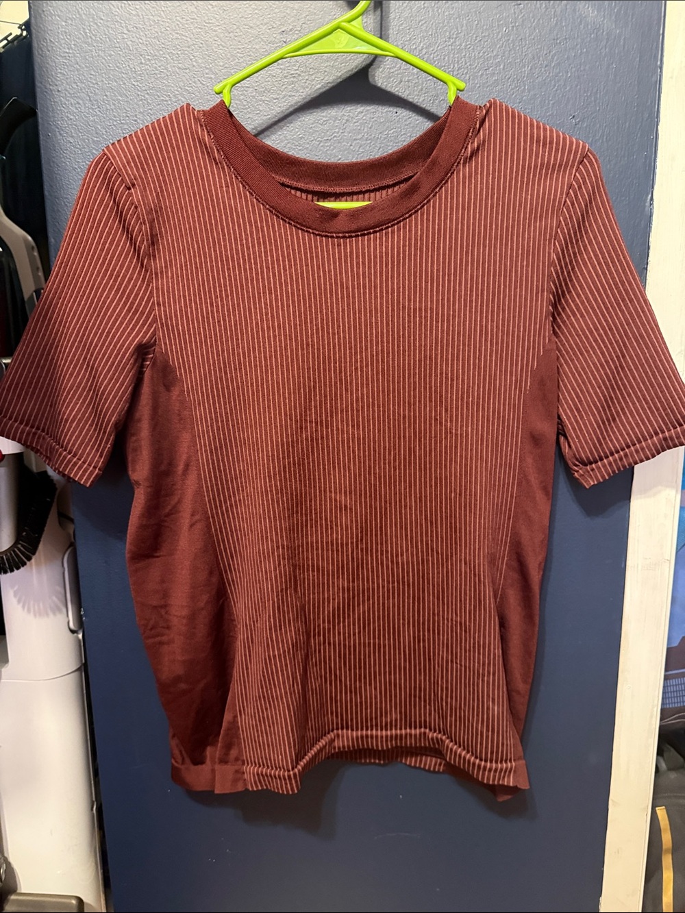 Athleta Ribbed Short-Sleeve Tee - Burgundy